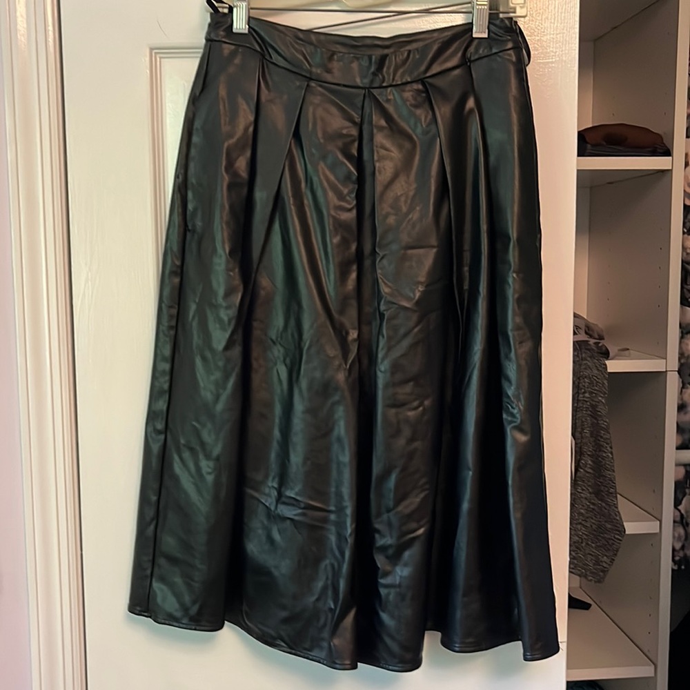 Pleather a line skirt with pockets!